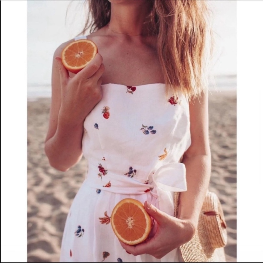 ⭐️Reformation Cruise Dress Fruit Loops Midi Maxi Linen Summer Dress⭐️ - Picture 4 of 13